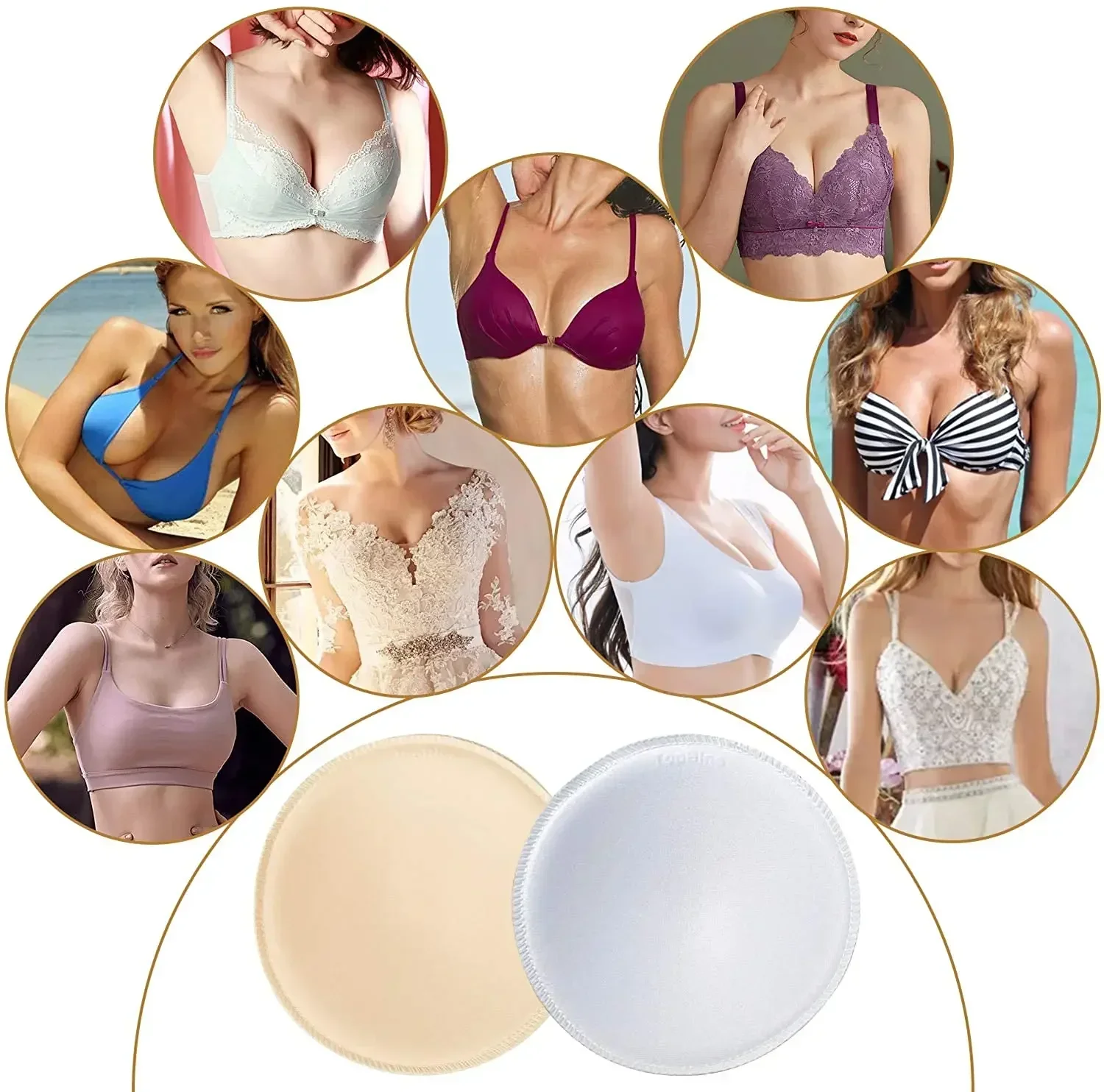 Almohadillas de esponja suave para sujetador, copa de Bikini para el pecho, almohadillas de espuma de inserción de realce para mujer, relleno de traje de baño, almohadillas de sujetador potenciador extraíbles, 6 uds.