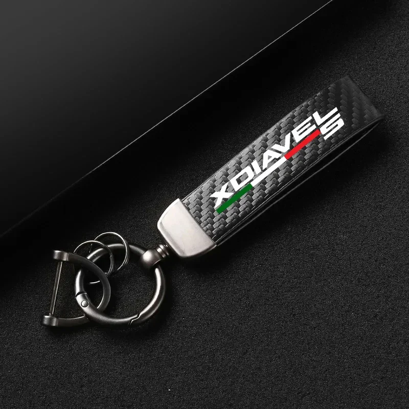 1PCS Leather Carbon Fiber Motorcycle Key Chains KeyChain For Ducati XDiavel X-Diavel 1200 1260 1260S Diavel1200 Accessories