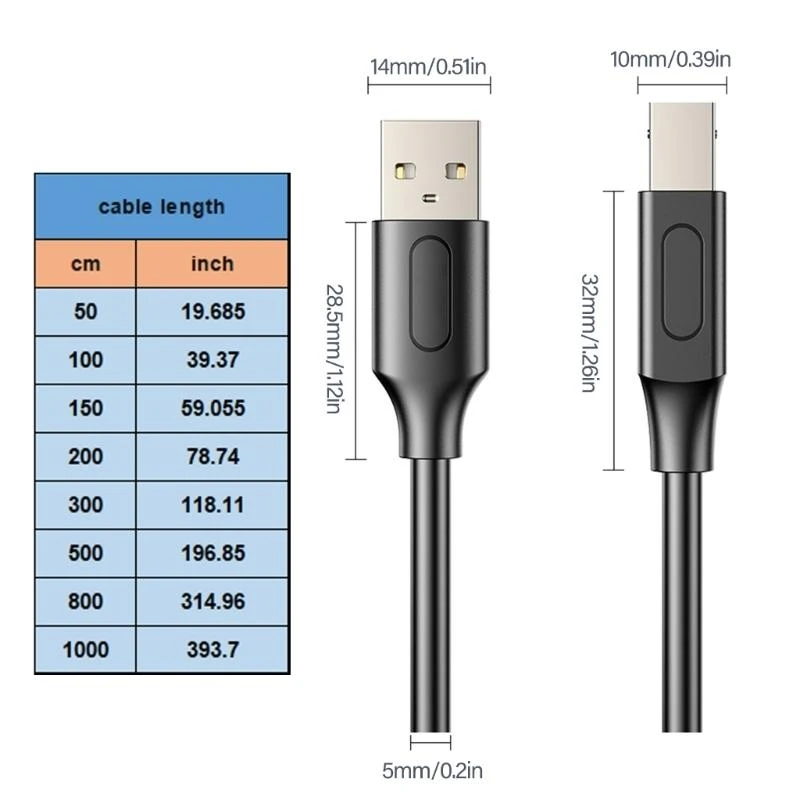 USB 2.0 수컷에서 USB B 유형 B 프린터 케이블 USB 2.0 스캐너 케이블 인쇄 케이블 스캐너 프린터 코드 전자