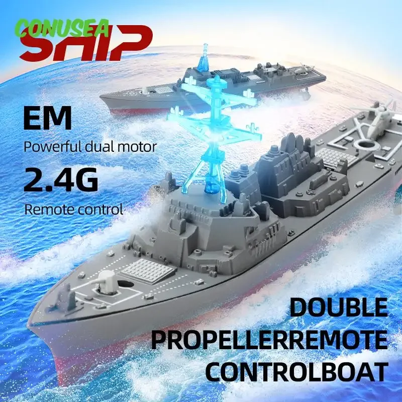 2.4G Rc Boot High-Speed Afstandsbediening Schip Simulatie Oorlogsschip Model Mini Slagschip Speelgoed Kinderen Model Speelgoed Voor Jongens Kids Cadeau