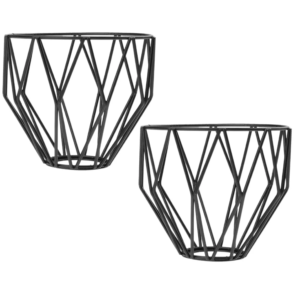 2 Pcs Lampshade Hanging Shades Iron Pendant Light Ceiling Little Black Lampshades for Bulb Cage Guard Wrought Office