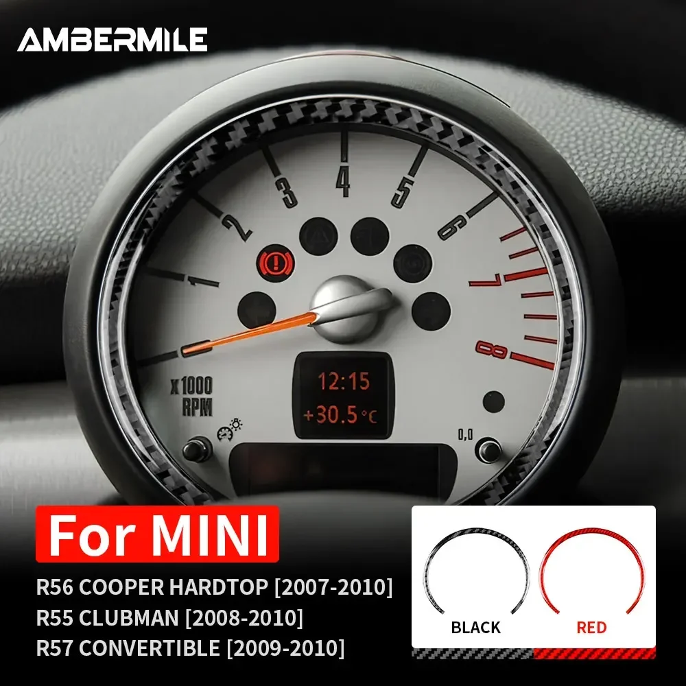 For Mini Cooper Hardtop R56 Clubman R55 R57 Real Soft Carbon Fiber Car Center Console Speedometer Sticker Trim Accessories