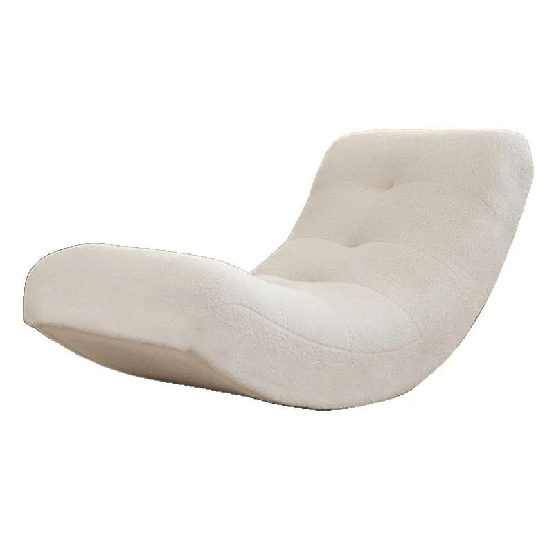 Custom Modern Style Moon Rocking Chair Lamb Velvet Single Sofa For Small Apartment Living Room Balcony Bedroom Lazy Style