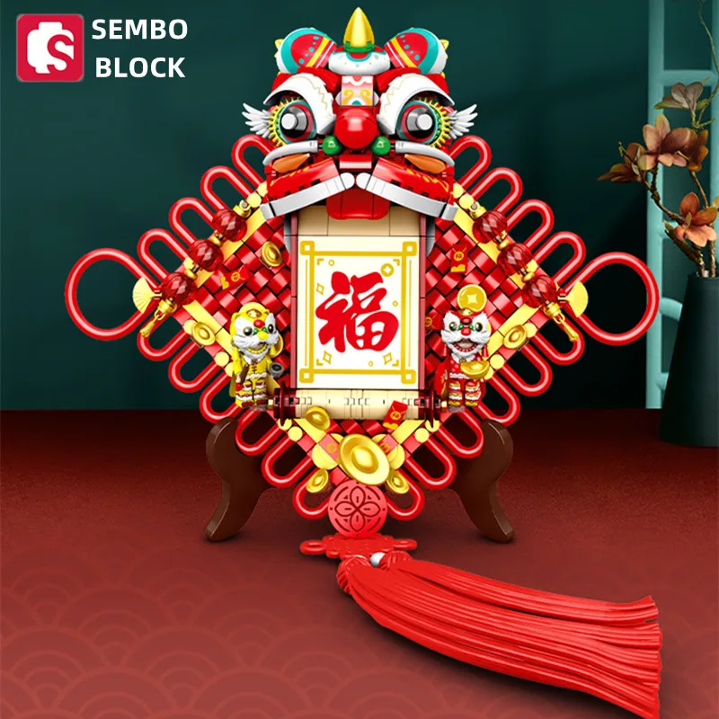 Genuine SEMBO BLOCK Chinese knot building blocks creative lucky model New Year toys girls gifts holiday decoration ornaments