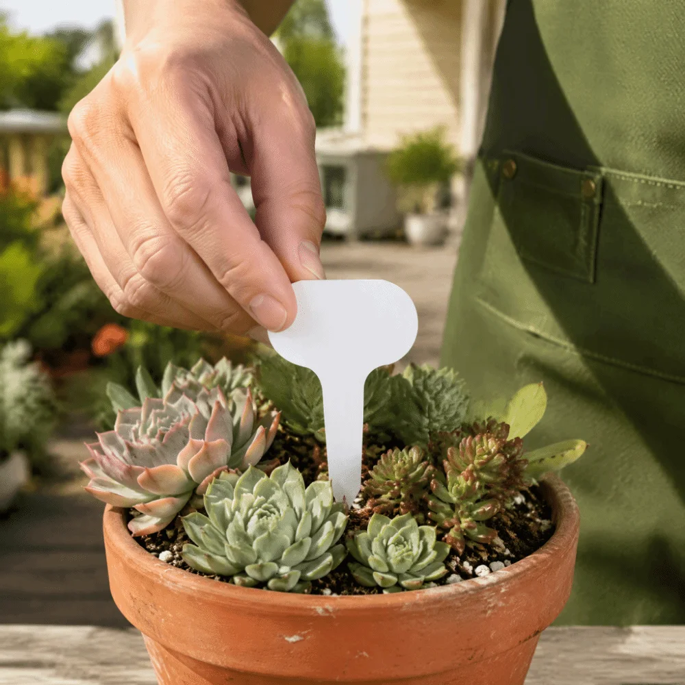 100pcs Durable Plastic Plant Tags White 5x7cm Plant Markers Waterproof T-Shape T-Shape Tags Outdoor Use