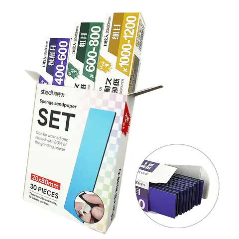 모델 구축용 Stedi 샌딩 스폰지 방수 핸드 샌딩 블록 재사용 가능한 습식 건식 400-1200 그릿 범위(30개 포함)