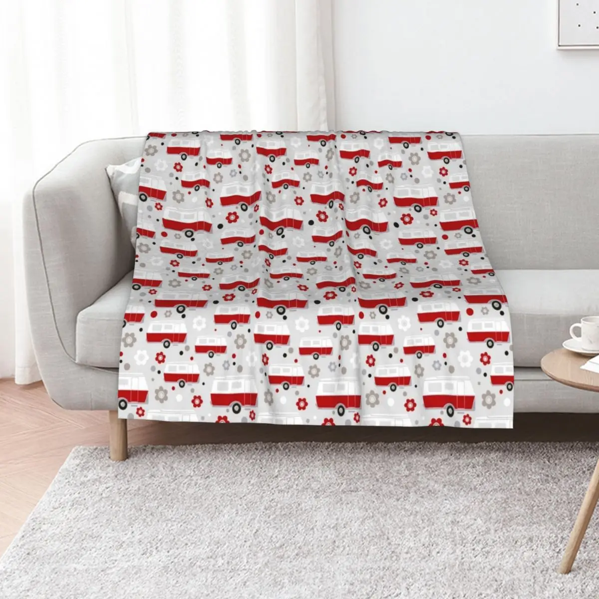 Vintage Caravan in Red, White and Grey Throw Blanket Sofa Throw for sofa halloween Luxury Brand Bed Soft Blankets