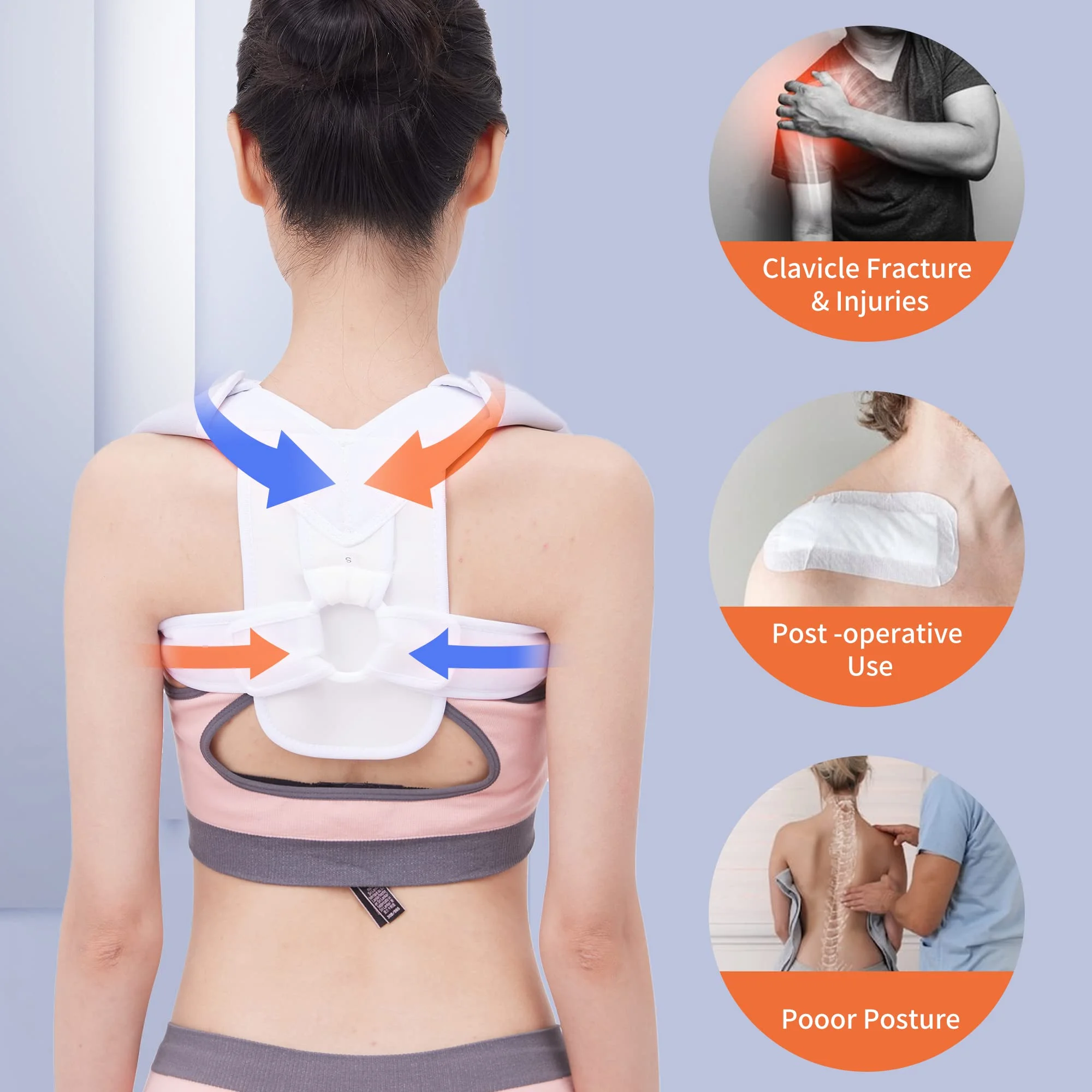 Clavicle Brace & Posture Corrector for Adult Broken Collarbone Sling for Injuries & Fractures, Shoulder Support Strap