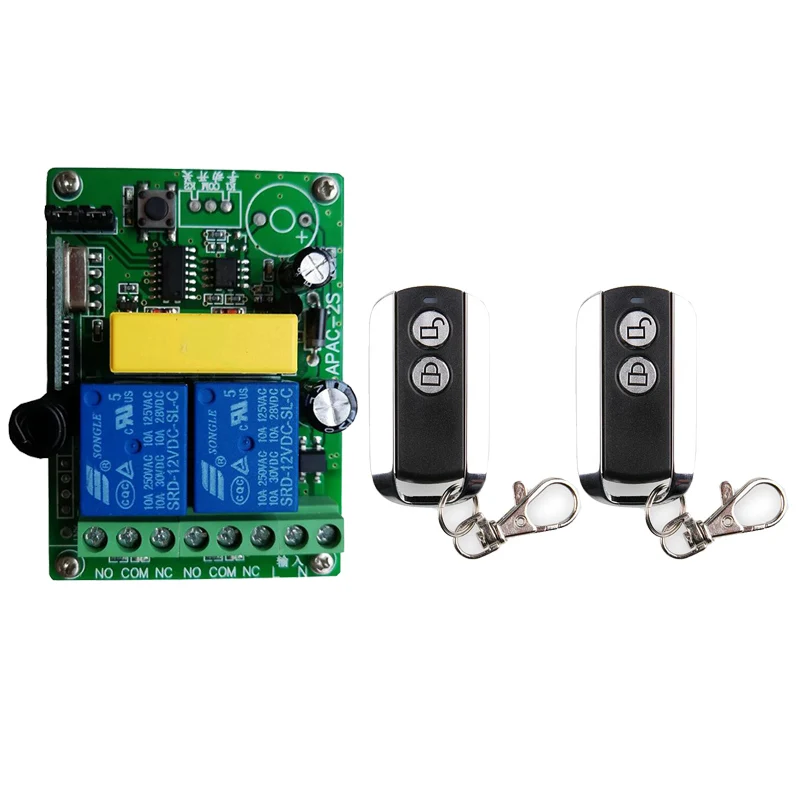 220V Wireless Switch 433MHz Light Remote Control Switch 2CH 10A Relay Module Universal Transmitter KeyFob for Smart Home LED Fan