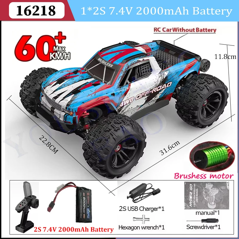 MJX Hyper Go 16212 16213 16218 1/16 4WD RC Car 60KM/H Brushless RC Racing Car 2.4G Remote Control Cars Off-Road Truck Toys image 3