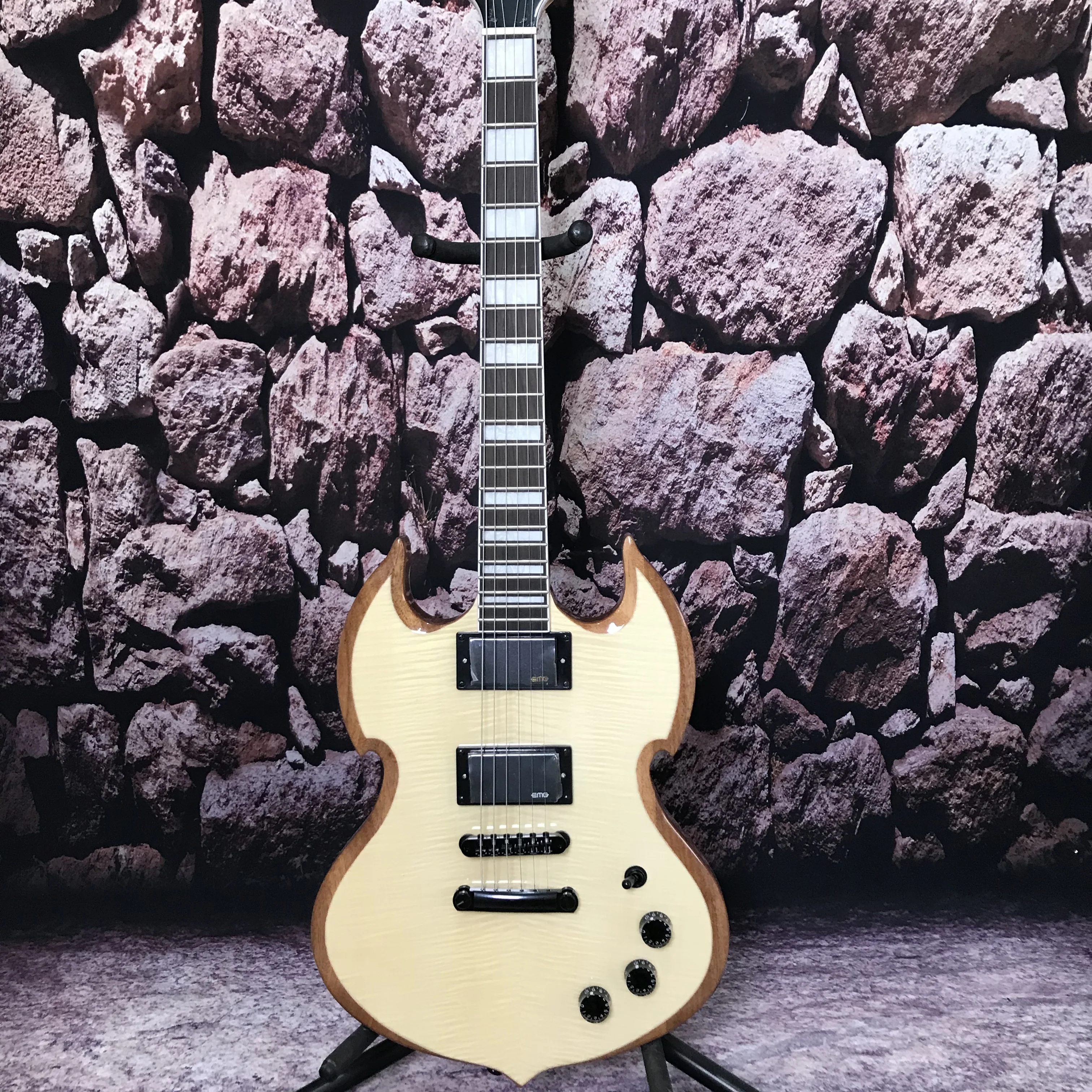 

Factory custom Electric guitar Wylde Audio natural color S G 6 string practice guitar