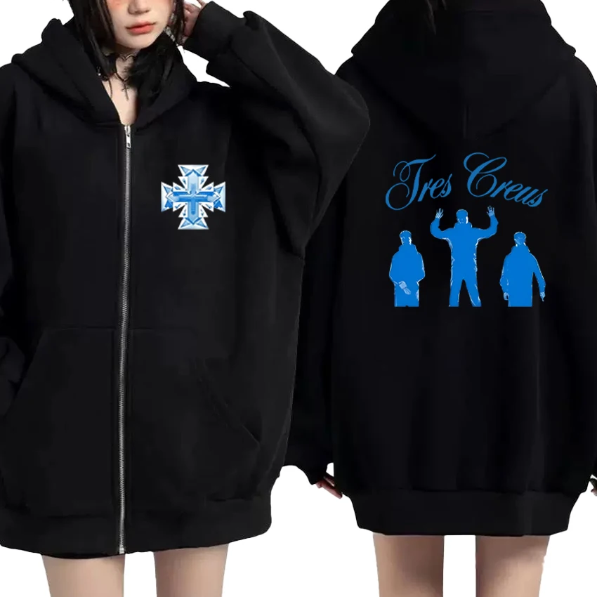 

New In Rappeur HOKE BBO Tour Autumn Winter Zipper Hoodie Hip Hop Style Men Women Long sleeve Fleece Coat vintage Jacket Unisex