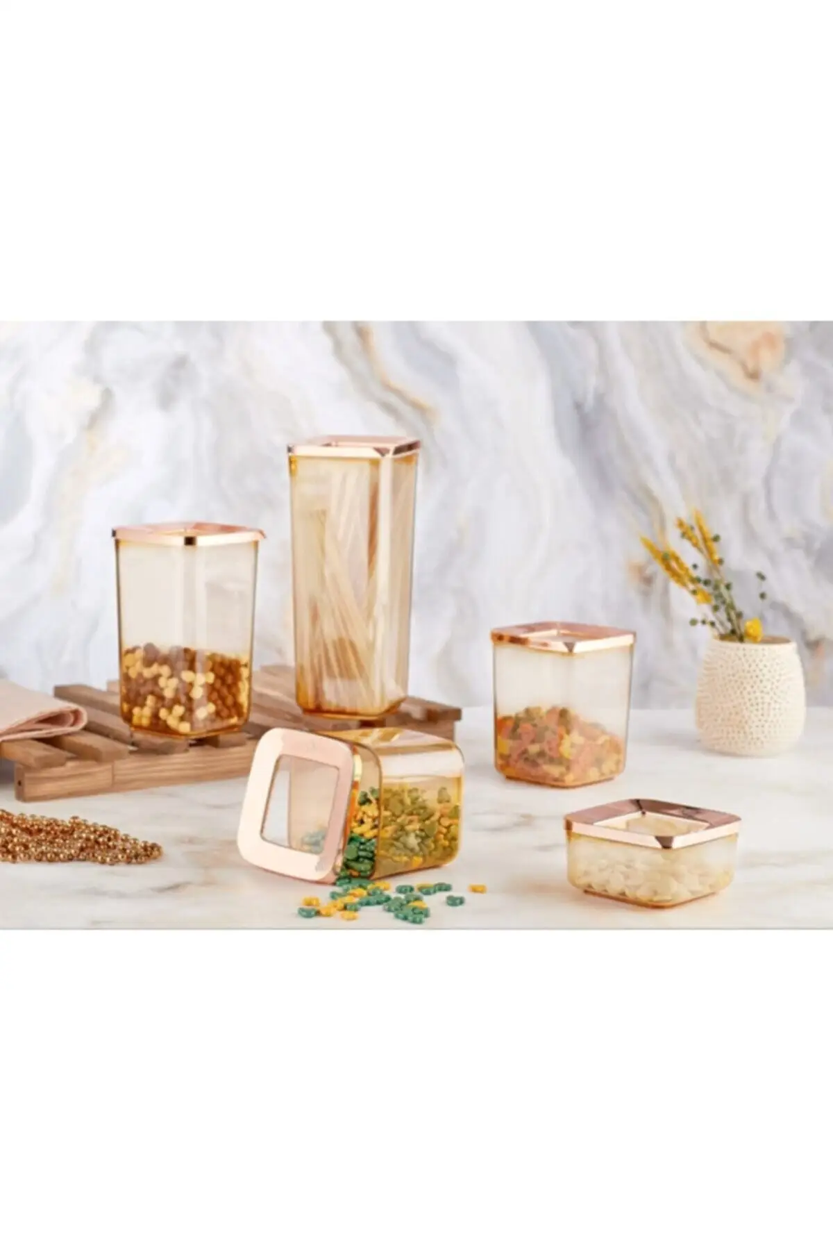 DOLBOVI square storage container transparent copper 5 Set