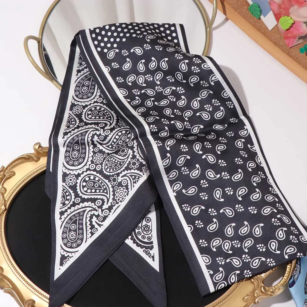 

Fashion Cashew Nut Print Polka Dot Scarf Ribbon Thin Scarf Headband Waistband Dressing Decoration Long Scarves Bag Decoration