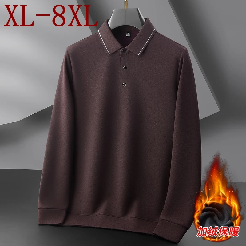 

8XL 7XL 6XL 2025 Новая осенне-зимняя элитная бархатная рубашка-поло Мужские топы Деловые повседневные мужские рубашки Толстые теплые футболки Homme