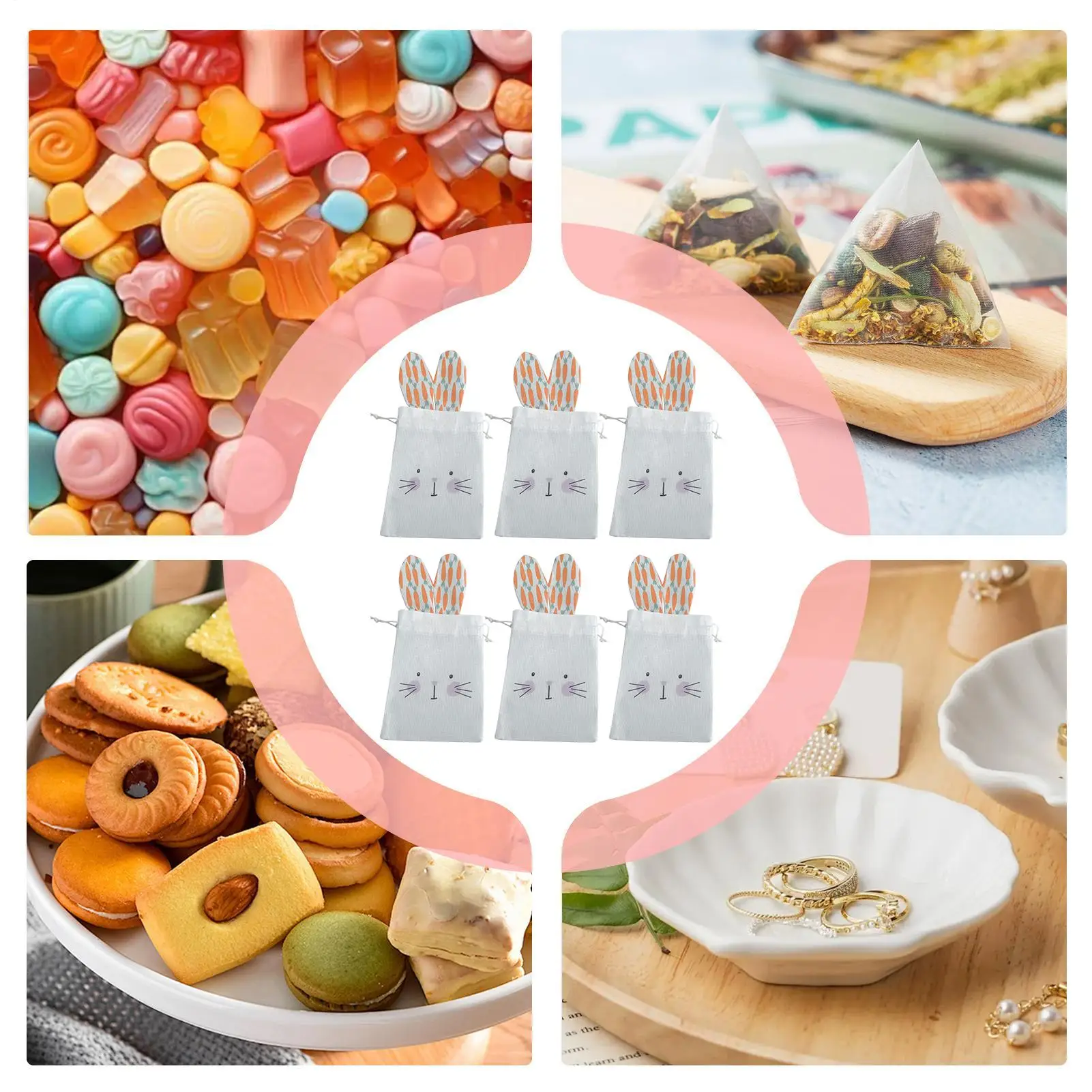 

Easter Party Bags Cartoon Burlap Drawstring Pouch Bunny Ears Easter Snack Bags For Classroom School Home Party Gathering