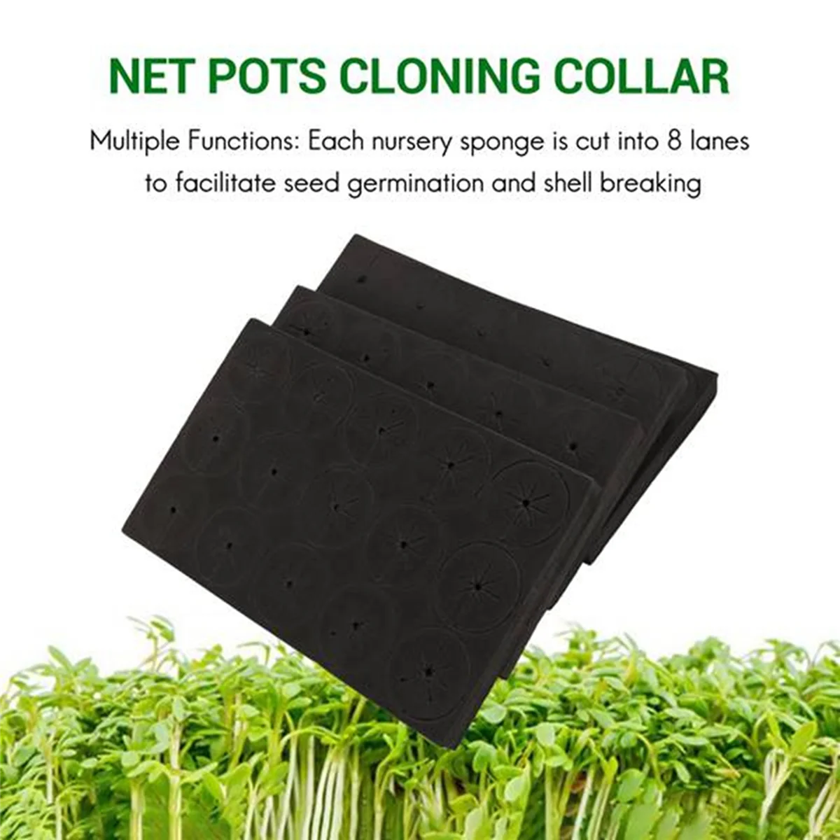140Pcs Garden Clone Collars Neoprene Inserts Sponge Block for 2 Inch Net Pots Hydroponics Systems and Plants Root Sponge