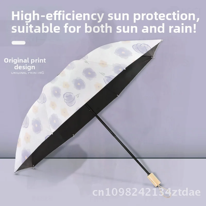 

Складной зонт двойного назначения, черный солнцезащитный козырек с защитой от ультрафиолета, солнцезащитный крем, автоматическая картина маслом с резиновой ручкой