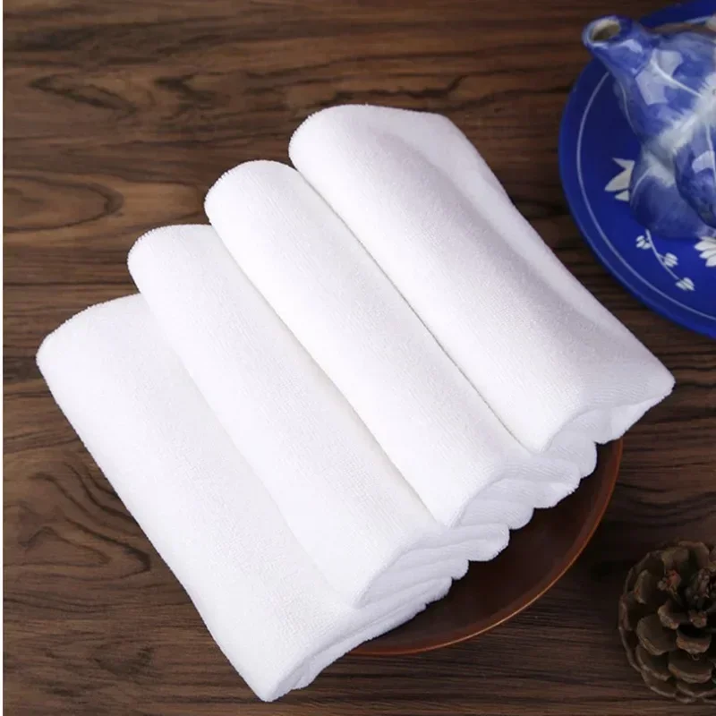 10pc White Soft Microfiber Fabric Face Towel Hotel Bath Towel Wash Cloths Hand Towels Portable Multifunctional Cleaning Towel