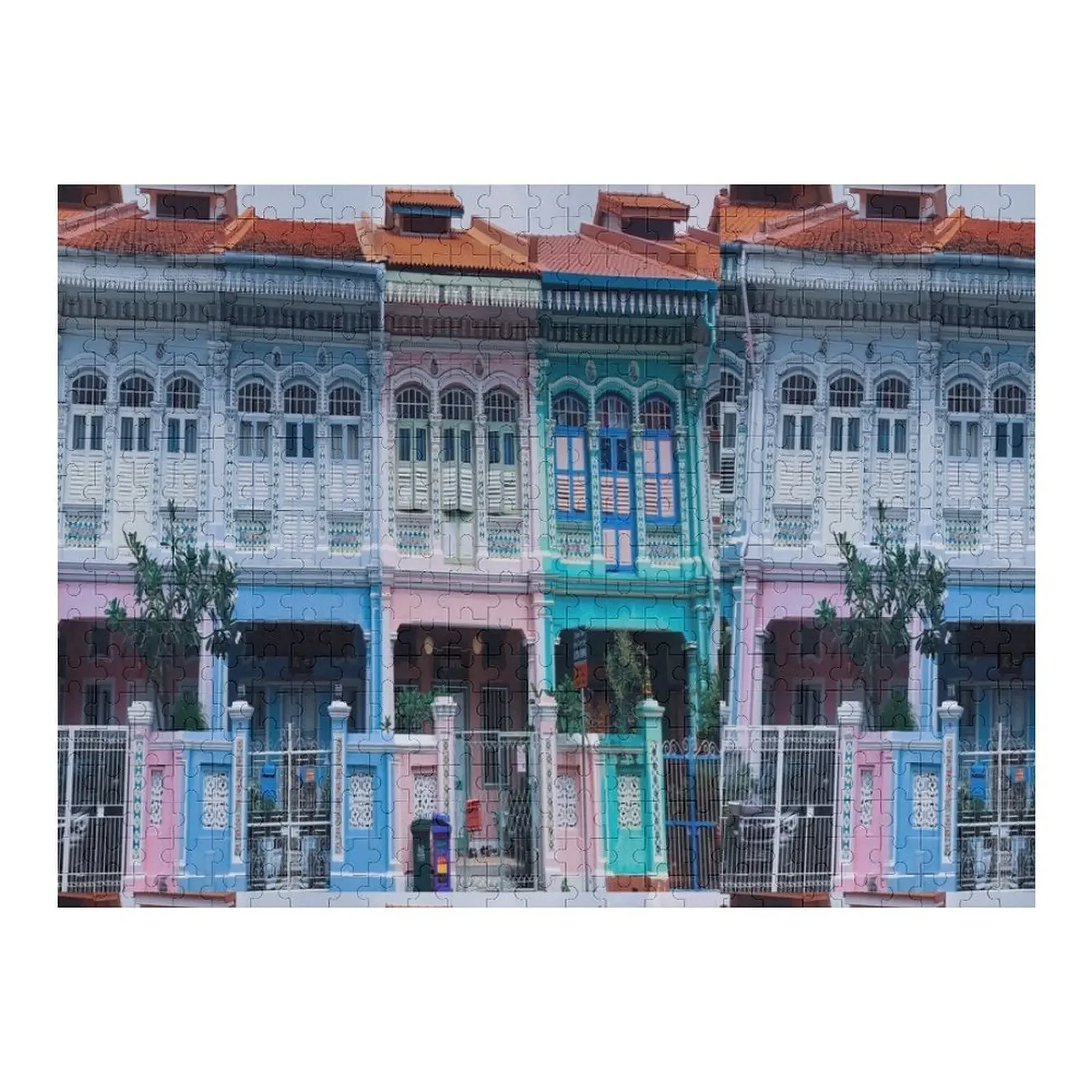 

Красочные магазины Peranakan, головоломка в Сингапуре Iq, деревянная игра с изображением имени, детская головоломка