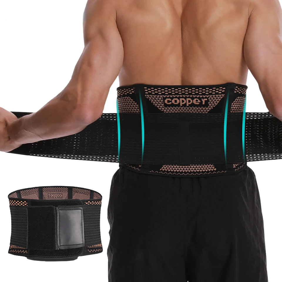 Cinturón de compresión de cobre ajustable para hombres y mujeres, entrenador de cintura, faja para aliviar el dolor, soporte Lumbar