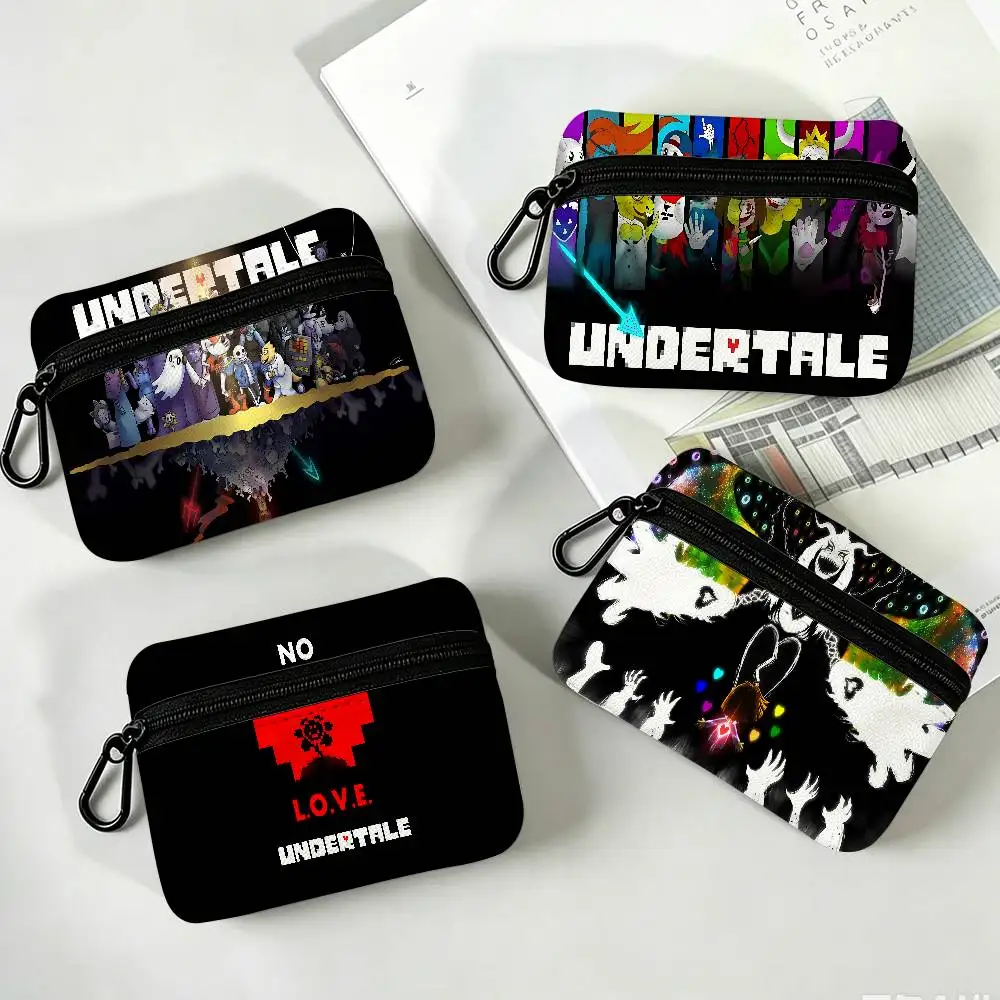 Game U-Undertale Portable Oxford Cloth Coin Purse Alloy Carabiner Hook Small Zipper Pouch For Backpack Belt Daily