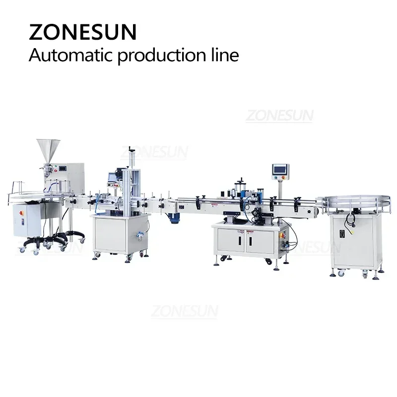 ZONESUN ZS-FAL18X9 Automatic Filling Capping Labeling Line for Gel, Chili Sauce & Round Bottle Packaging