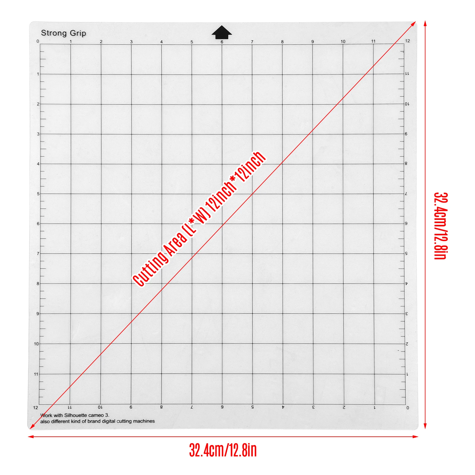 Replacement Cutting Mat Transparent PP Material Adhesive Mat with Measuring 12 Inch for Silhouette Cameo Plotter