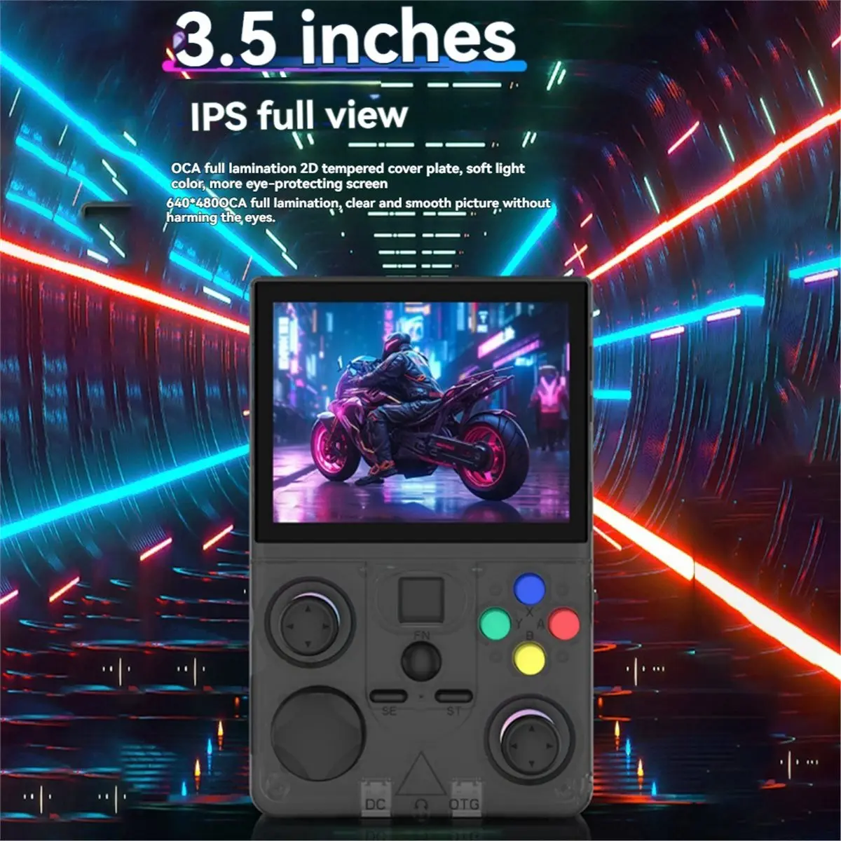A86G NEW DC35V Retro Handheld Game Console 128G 3.5Inch IPS Screen Portable Pocket Video Player Supports 30+ Emulators Black