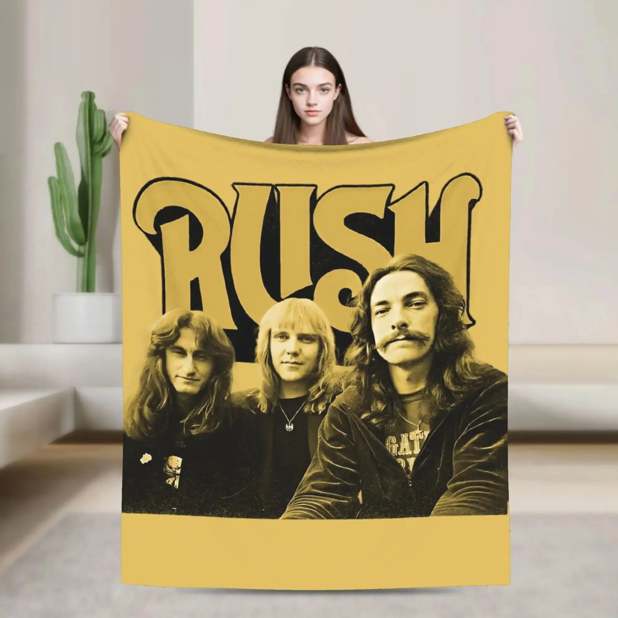 

Плюшевый плед Rush Band в стиле ретро, очень мягкий, для студентов, удобное фланелевое покрывало для дивана, кресла или кровати