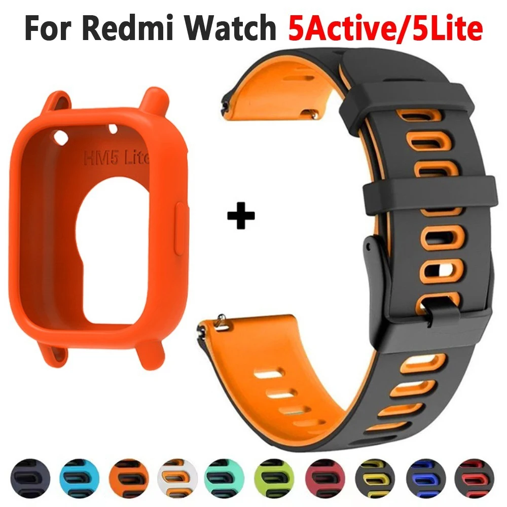 Silikon Strap + Fall Für Redmi Uhr 5Active/5Lite Weiche Atmungsaktive Sport Band Schutzhülle Shell Für Redmi Uhr 5Active/Lite
