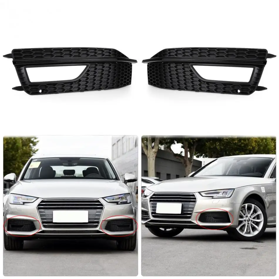 

Pair Of Front Lower Bumper Fog Light Cover Grill Grille For Audi A4 S-Line S4 2013-2015 Matte Black tools