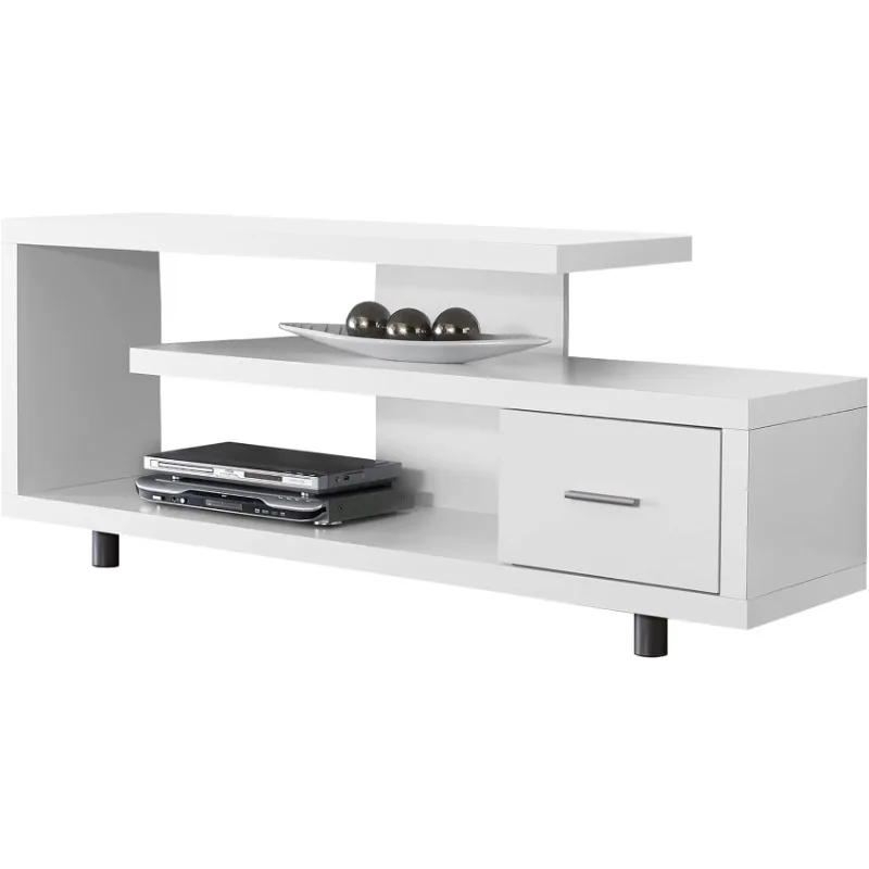 

Monarch Specialties TV Stand with 1 Drawer, 60"W, White