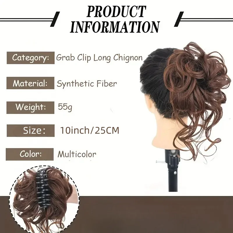 10-calowy niechlujny przyrząd do koka z włosów włosy klamra w syntetycznym Chignon z do przedłużania włosów Chignon dla kobiet Updo włosów