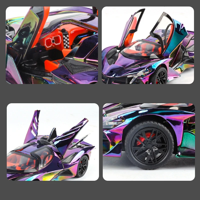 1:24 أبولو مشروع EVO سبيكة سيارة رياضية نموذج Diecasts المعادن مطلي سباق السيارات المركبات نموذج ضوء الصوت لعبة أطفال هدية #6