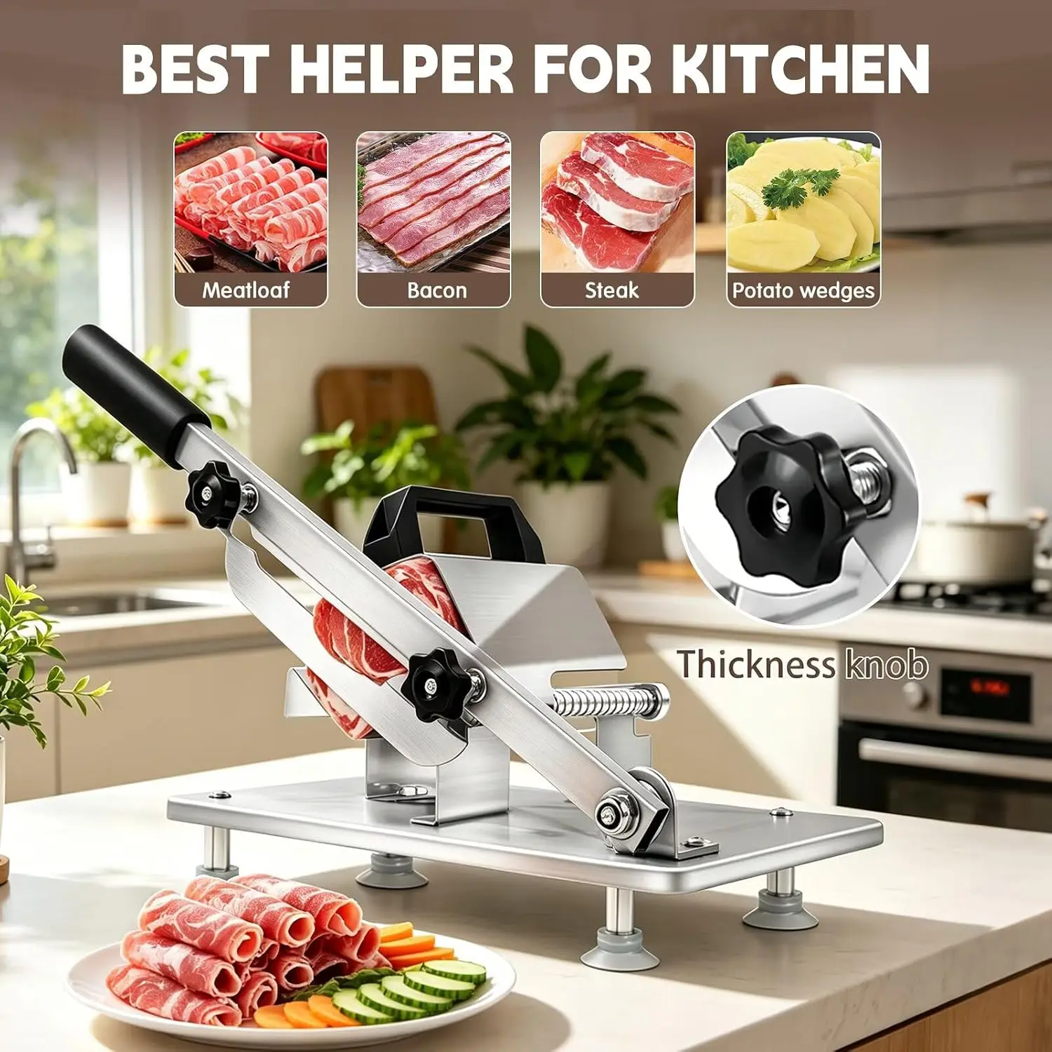Upgraded Manual Frozen Meat Slicer Mutton Roll Cutter Multifunctional Handheld Beef Pork Shaver Kitchen Meat Cutting Machine