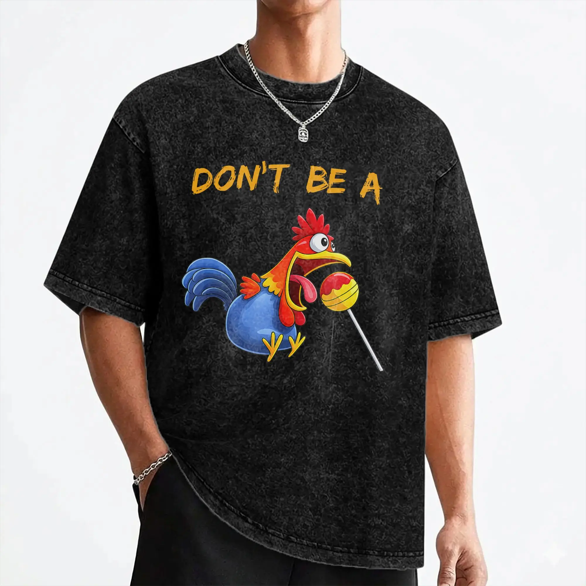 Don't Be A Sucker Funny Chicken Meme T Shirts Washed Short Sleeve Harajuku T-Shirts  Vintage Men Women Streetwear Summer Tees