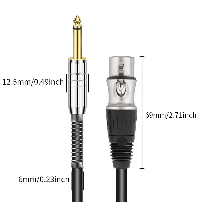 YYTCG 6.5 to XLR Balanced Analog Cable 3 Pin Male to Female For Microphone Amplifier Mixer XLR to 6.5mm Pure Copper Audio Wire