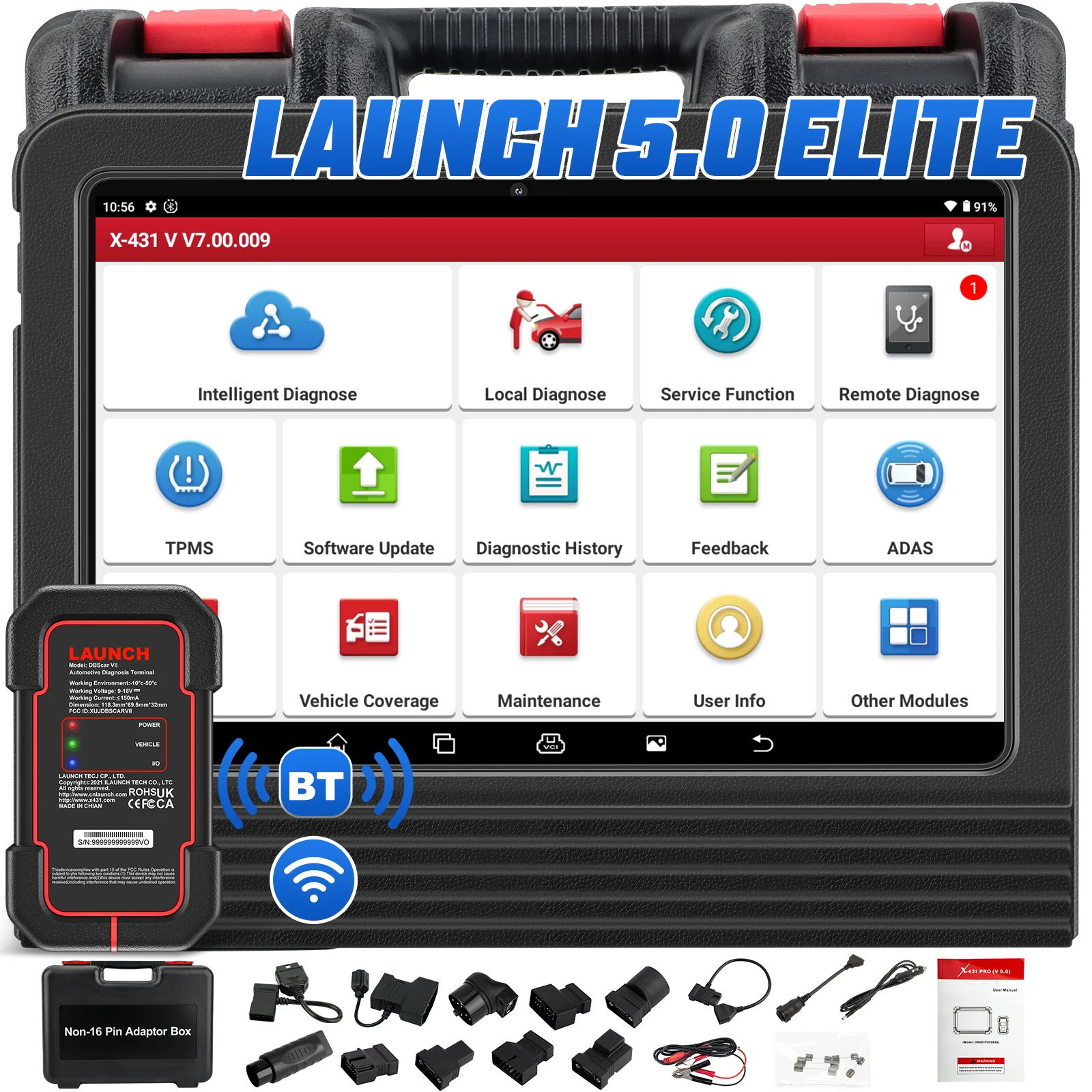 LAUNCH X431 PRO V 5.0 자동차 진단 도구, 자동차 OBD2 스캐너, 전체 시스템 ECU 코딩 활성 테스트, 2 년 무료 업데이트 