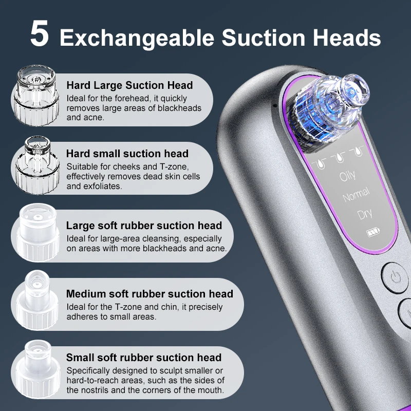 VLVEE Electric Water Vacuum Blackhead Suction Device Pore Cleaner Facial Hydro Cleanse Face Acne Blackhead Removal Tool