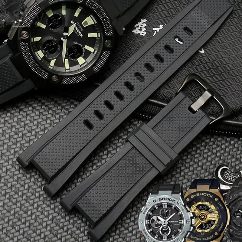 Rubber Watchband for Casio G SHOCK Series GST-210/W300/400G/B100 Waterproof Silicone Watch band Men straps Accessories 26*14