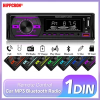 Hippcron 1 Din reproductor de MP3 para coche Radio Autoradio Bluetooth FM TF AUX manos libres Color Multimedia Audio estéreo para vehículo en el Kit de tablero