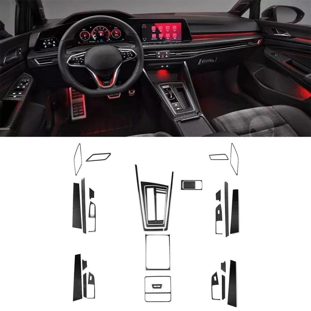 

Для Volkswagen VW Golf 8 MK8 GTI 2021, автомобильная внутренняя кнопка из углеродного волокна, накладка на панель, наклейка, рамка, аксессуары для стайлинга