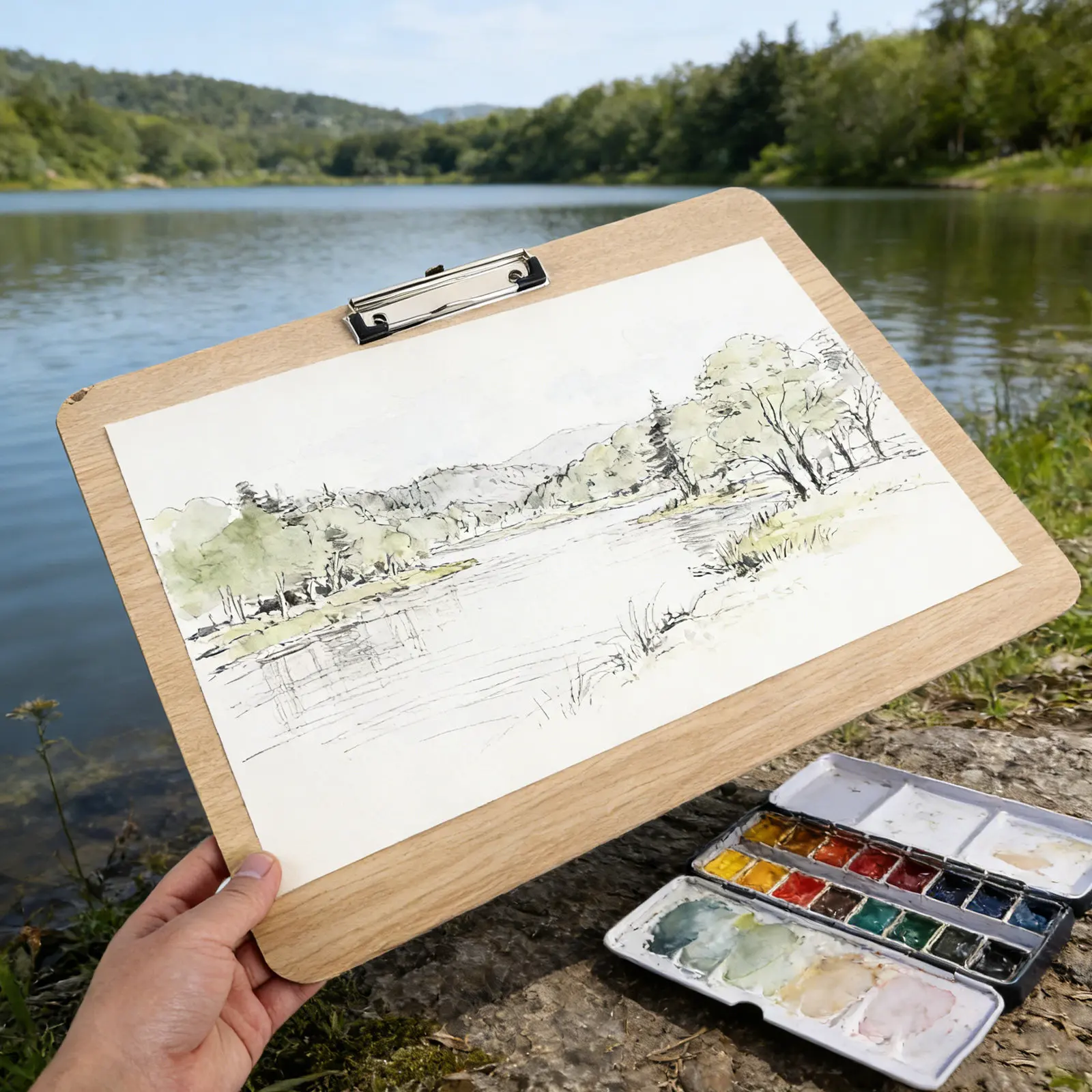 

Wooden Drawing Board A3 Size Secure Clip Portable Sketching Board for Artists Students Outdoor Painting Travel Art Clipboard Oil