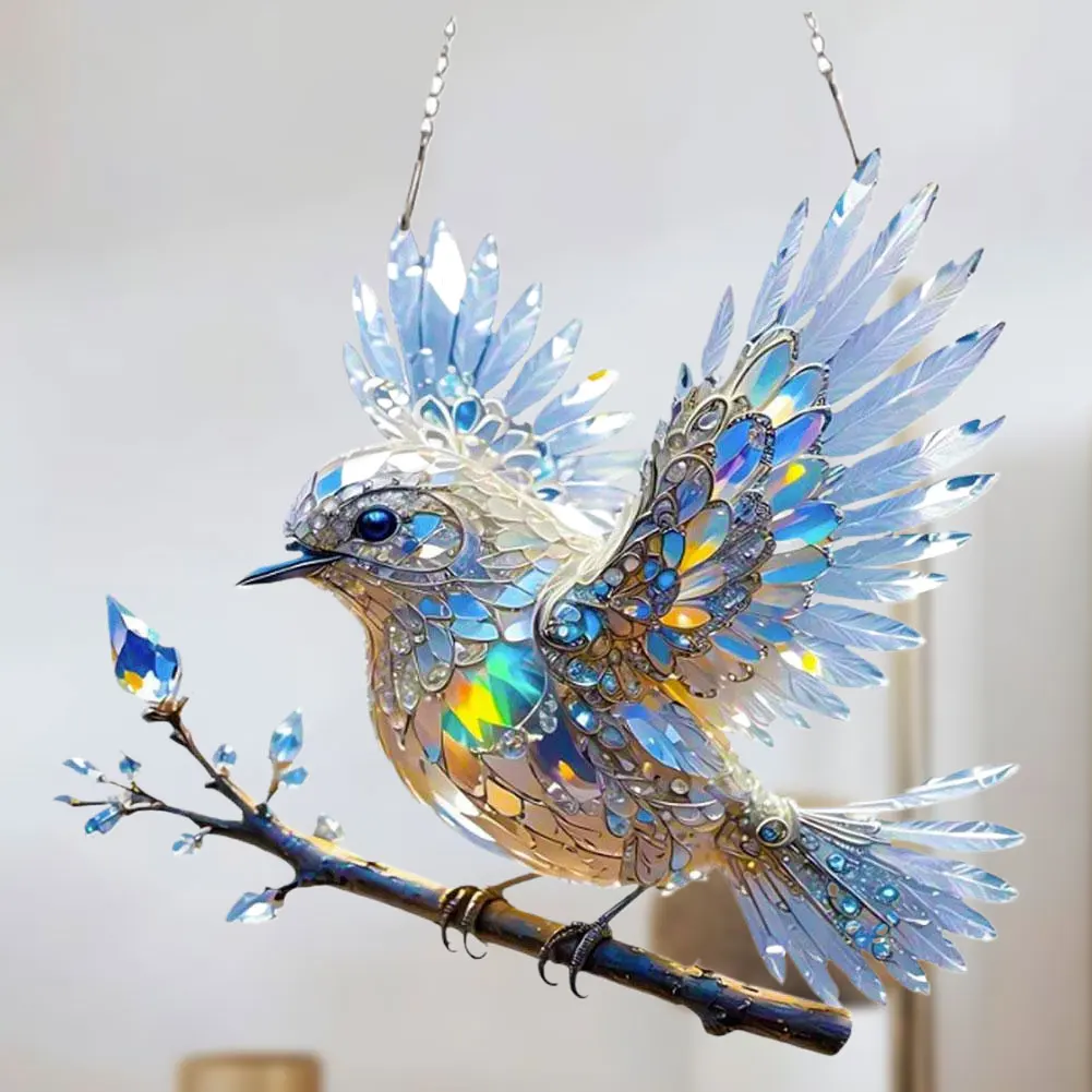 2D Acrylic Flat Bird Pendant Home Decor Stained Art Hummingbird Window Hanging Double-Sided Hanging Ornament Home & Garden Gift