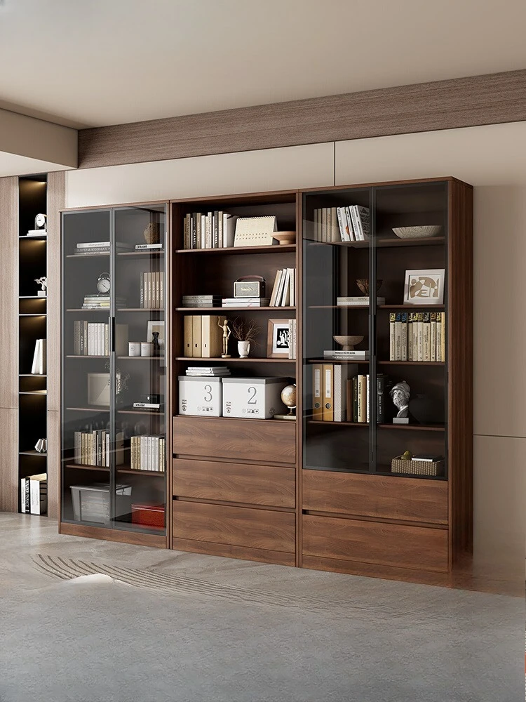 

Solid wood bookcase, locker integrated household living room against the wall