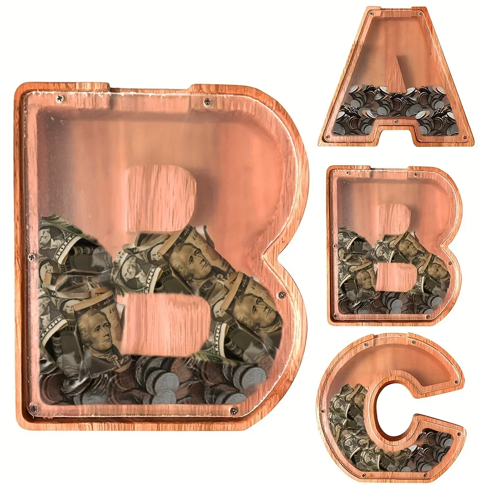 26 englische Buchstaben, einfaches Sparschwein aus Holz, Registrierkassenmünze, Heimdekoration, Souvenir, Kunsthandwerk, Kindergeschenke, Kindergeschenke