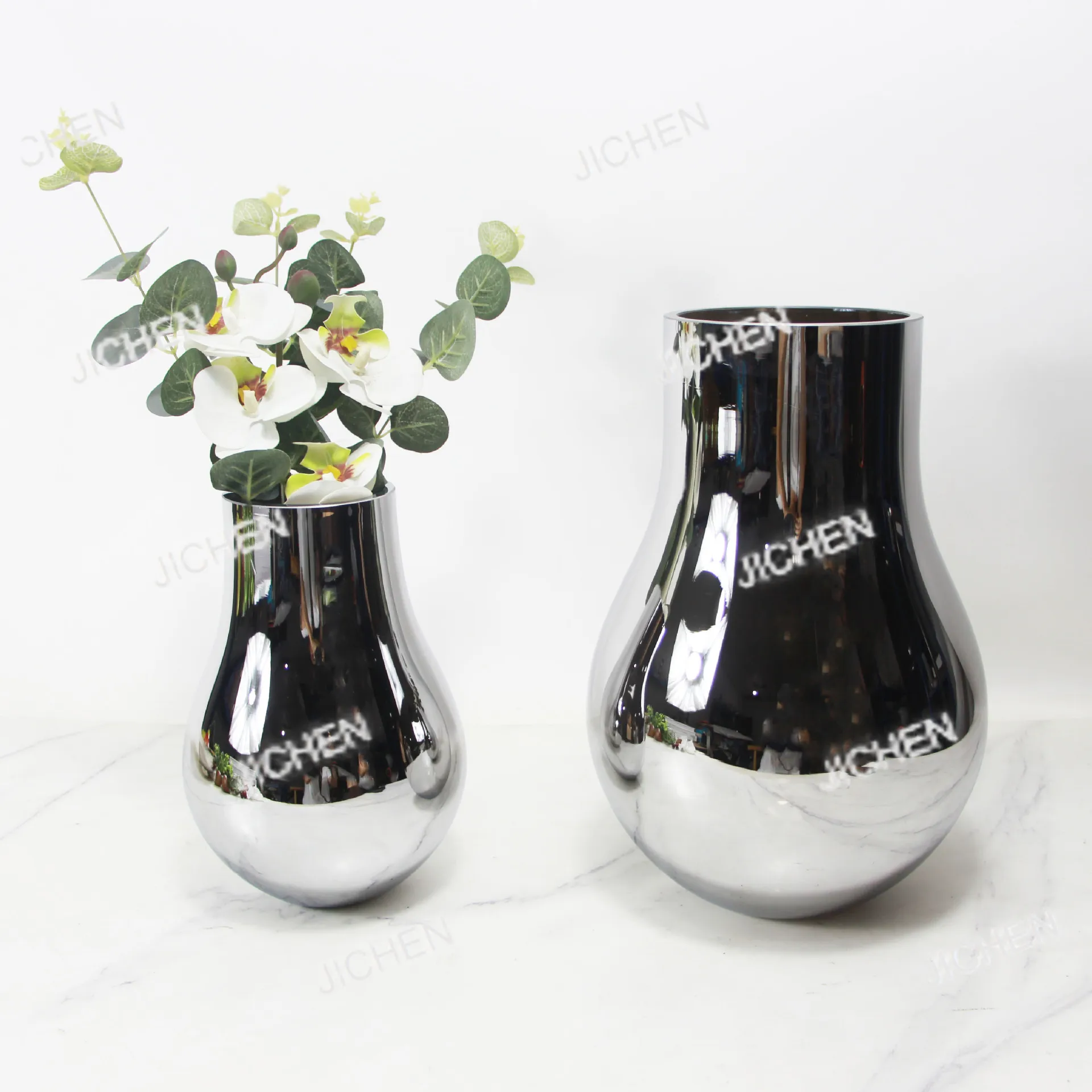 

Nordic glass electroplated silver vase home flower arrangement living room decoration art jewelry