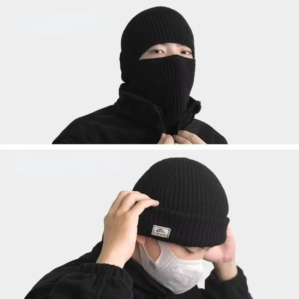 Full Face Ski 2 in1 Mask Knitted Hat Multifunctional Bonnet Warm Knitted Balaclava Hats Windproof Cap Baotou Hat