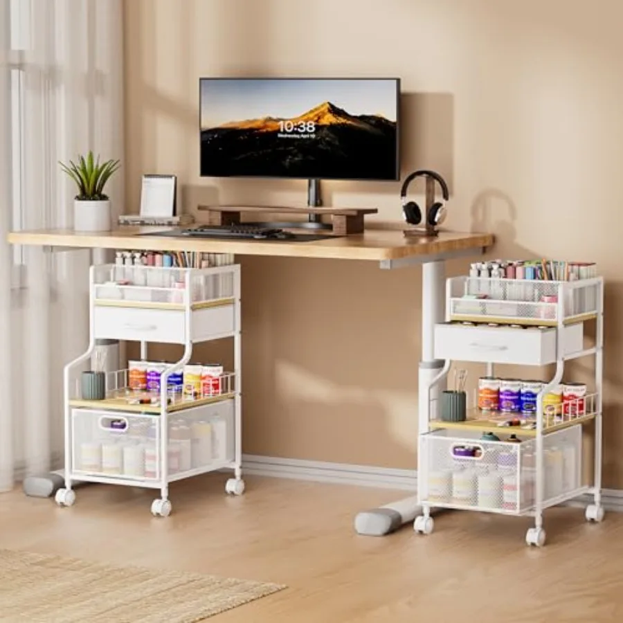 

Rolling Under Desk Storage - Storage Cart with Drawers and DIY Divider - Art Cart Organizer on Wheels - Craft Rolling Utility C